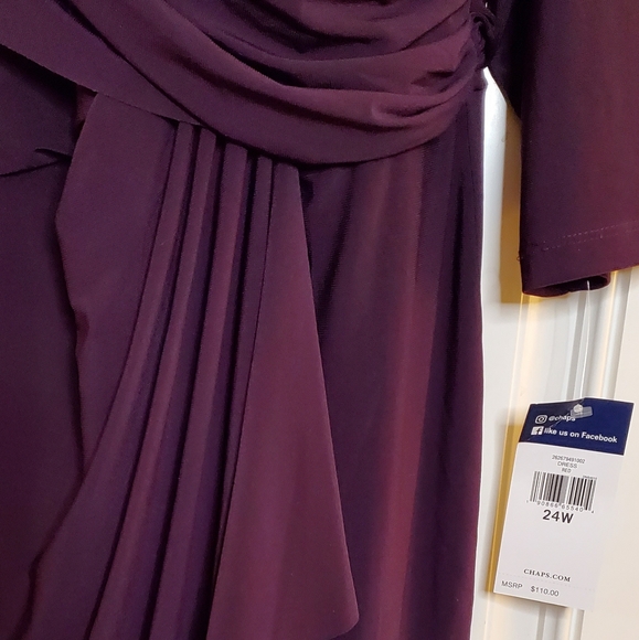 💎 Chaps dresses purple fashionable with swoop design at the waist. Size 24W - Picture 4 of 7